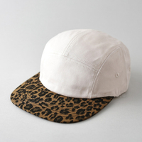 Algodón 5 paneles Color bloqueo leopardo ala plana camionero sombrero moda calle estilo Hip Hop Snapback gorra de béisbol para hombres mujeres