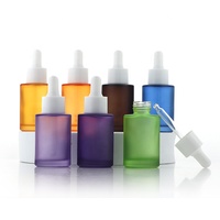 De luxe 1oz 30ml 2oz 60ml Épais Cylindre Coloré Rouge Bleu Jaune Ambre Rose Givré Verre Sérum Flacon compte-gouttes