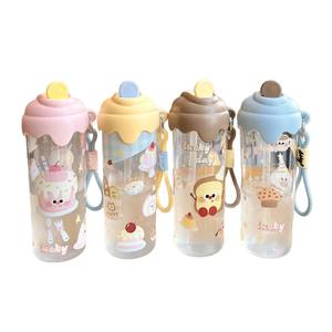 Bouteilles d'<span class=keywords><strong>eau</strong></span> réutilisables en plastique pour enfants, sans BPA, avec paille/cordon, 750 ml, anti-fuite, pour jus, style Kawaii - Product Image 1
