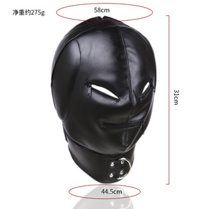 หน้ากากหนังสำหรับผู้ใหญ่ พร้อมซิปปิดตาและปาก สำหรับเกม BDSM พร้อมสายรัดสำหรับผู้ชาย - Product Image 3