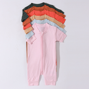 유니섹스 아기 유아 짧은 소매 지퍼 대나무 viscose 스판덱스 Onesie Jumpsuit 잠옷 아이 유아 Rompers 옷 - Product Image 3