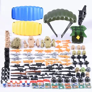 Großhandel lego fallschirm-Großhandel DIY Schießen Spiel WW2 Deutsch Armee Militär Baustein Waffe Weste Rüstung Fallschirm Kit für Kinder Spielzeug legoing spielzeug