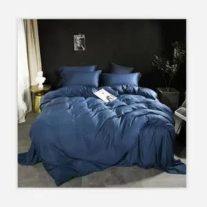 Hot Sale High Quality Bamboo Fiber Pure color bedding set-1 quilt cover,1 bed sheet,2 pillowcases