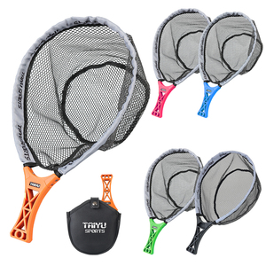 Épuisette <span class=keywords><strong>de</strong></span> pêche pliable et portable <span class=keywords><strong>de</strong></span> 46 cm, 188 g, 34*25, profondeur 18 cm, avec revêtement en caoutchouc, pour la pêche à la mouche, avec sac <span class=keywords><strong>de</strong></span> rangement, 5 couleurs - Product Image 1