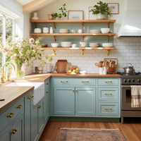 Ensemble de meubles de cuisine modernes 2 pièces, armoire de rangement modulaire avec îlot, finition mélaminée brillante, prêt à assembler