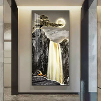 Peinture murale LED en acrylique effet cascade de cristal et porcelaine pour l'entrée et la décoration du salon