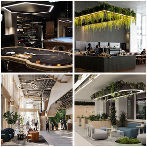 Đèn Chùm lục giác Led tiết kiệm năng lượng cho phòng tập thể dục văn phòng siêu thị chiếu sáng công nghiệp với bóng râm mô hình gió màu trắng đen - Product Image 6