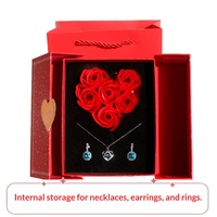 Kotak Perhiasan Mawar Hari Valentine Bentuk Hati untuk Cincin, Kalung, Gelang, Hadiah Romantis untuk Festival, Ulang Tahun, Kemasan Kado