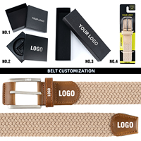 Ceinture tressée pour hommes, sans boucle, confortable, ajustable, en tissu, élégante, pour tournoi de golf, vente en gros, respectueuse de la peau, légère