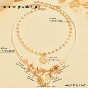 Collier Charme Océan Doré avec Pendentifs Étoile de Mer, Dauphin, Coquillage, Tortue et Perle – Bijou Marin Tendance pour Femme, Style Plage - Product Image 3