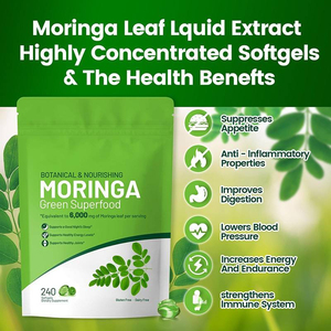 Gélules de Moringa Super Aliment Vert 6000mg/Portion Sans Gluten Ni Produits Laitiers Favorise le Sommeil, l'Énergie et les Articulations Compléments Alimentaires Nourrissants - Product Image 3