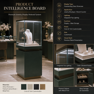 Meubles et vitrines de présentation en verre pour bijouteries sur mesure avec présentoirs modulaires, éclairage LED pour chaînes de magasins et projets de marques - Product Image 4