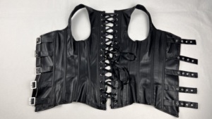 Women's Performance Dress Gothic <strong>Steam</strong> <strong>Punk</strong> Corset Steel Bone Zipper With Buckle Black Bustier - Product Image 6