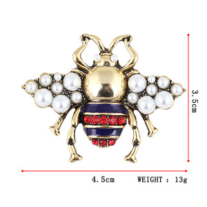 Spilla Vintage a Forma di Ape con Perle, Elegante Broche a Forma di Insetto per Matrimoni, Fidanzamenti o Regalo, Tecnologia Placcata - Product Image 3