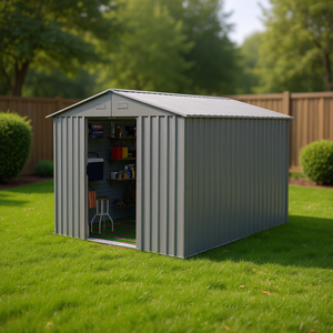 Casetta da Giardino in Metallo Grigio 8x10ft, Resistente alle Intemperie, per Uso Domestico o in Giardino - Product Image 2