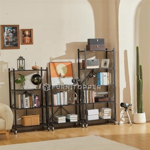 3/4/5 Tier kệ sách kim loại gấp kệ sách trẻ em phòng ngủ lưu trữ giá di chuyển thép kệ sách kệ sách cho phòng khách - Product Image 2