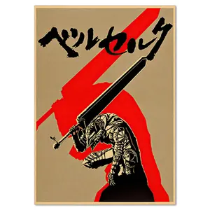 Poster Anime Berserk 30x42cm 40 desain stiker dinding kartun gaya antik poster dinding Cosplay Manga