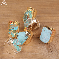 Bagues en turquoise naturelle, perles d'howlite, bague plaquée or 18 carats et argent pour femmes et hommes, bijoux incroyables