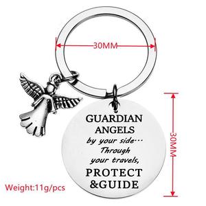Chaveiro Anjo em Aço Inoxidável com Pingente Gravado a Laser, Charme Guardião, Decoração para Bolsa, Presente para Mulheres e Homens - Product Image 6