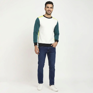 Sweat-shirt homme coupe ajustée en mélange de coton, col rond, manches longues, basiques pour l'automne, options d'impression numérique de logo personnalisé, teinture unie - Product Image 1