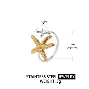 2026 Fashion Stainless Steel <b>Ring</b> Gold Plated <b>Open</b> <b>Rings</b> Chunky Waterproof Shiny Trendy Jewelry for Women - Product Image 5