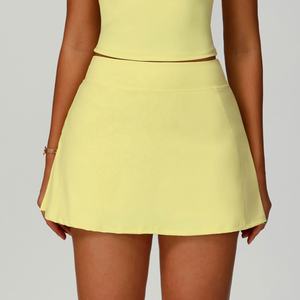 怡华翻盖腰部运动迷你裙防眩光裸感夏季半身口袋高级运动裙 - Product Image 4