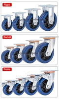Pengxing – roulettes en caoutchouc élastique, Standard industriel, bleu, robuste, pour camion à main, roulettes avec roulettes de frein