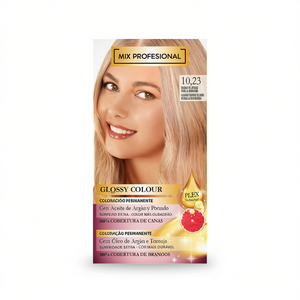 Kit de Tinte Permanente para el Cabello Mix Profesional Glossy Colour 10 23 Rubio Platino con Aceite de Argán y Pomelo - Product Image 1