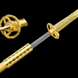 Longquan Xia Ketang 소드 통합 망간 강철 오버로드 나이프 지팡이 긴 탕 행그 새겨진 금도금 풀 메탈 야외 - Product Image 4