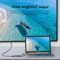 Station d'accueil USB-C 4-en-1 en alliage d'aluminium avec hub USB 3.0, chargeur PD 100W, ports multiples pour ordinateur portable - En stock