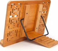 Support de lecture réglable et pliable en bambou naturel avec pinces de maintien des pages, plateau de cuisine pour livres de recettes, idéal pour bureau et étude