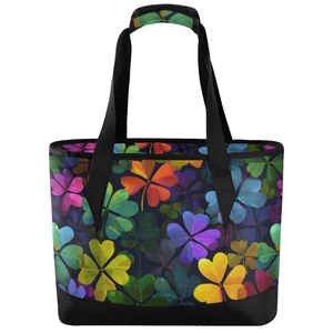 Sacs à déjeuner isothermes personnalisés en gros avec motif floral tropical, en polyester durable, sacs fourre-tout isothermes pour le déjeuner - Product Image 1