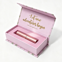 Boîte cadeau élégante pour rouge à lèvres rose, boîte d'emballage cosmétique magnétique pour gloss à lèvres avec logo personnalisé en feuille d'or