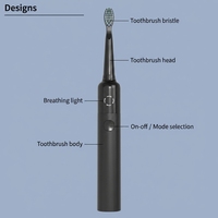 Brosse à dents électrique sonique personnalisable IPX7 avec têtes de rechange plus douces, blanchiment des dents, minuteur intelligent, 4 modes optionnels, autonomie de 300 jours