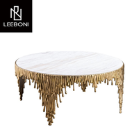 Nouvelle conception, vente chaude, table basse en acier inoxydable moderne avec plateau en marbre, design unique et luxueux, sur mesure