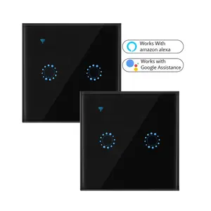 WiFi Switch EU UK 2 Gang Glass Wall Touch Switches eWeLink Remote Control Alexa Google Home Compatible WiFi Smart 2 Way Switch