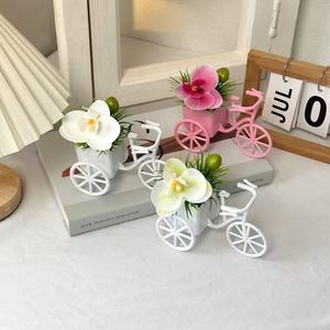 Maceta decorativa para bicicleta, flor artificial, orquídea mariposa, flor individual, <span class=keywords><strong>estambre</strong></span> único, planta verde, decoración de escritorio, planta en maceta - Product Image 2