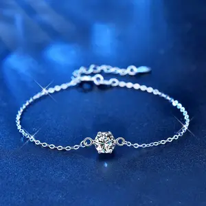 Hot Sell Trendy 925 Sterling Silver Round Cut 1ct Moissanite Diamond With Adjustable Bracelet