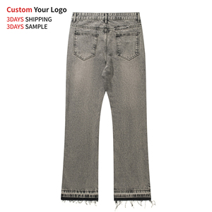 High Quality Wide Leg Vintage Baggy Denim <b>Overalls</b> Hip Hop Streetwear Custom Distressed Washed Designer Jeans <b>Men</b> - Product Image 2