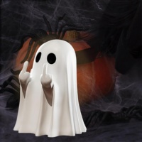 Petite décoration d'Halloween pour la maison, centre de table pour table basse, adorable figurine d'horreur 14+ ans, statue de fantôme mignon avec doigt d'honneur pour intérieur