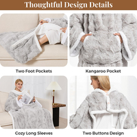 Couverture chauffante électrique en polaire avec poche pour les pieds, surdimensionnée, à porter comme un sweat à capuche, vente en gros