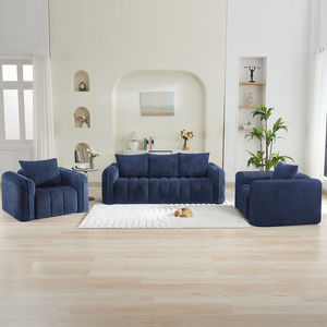 Nouveau canapé sectionnel contemporain pour salon de villa, revêtement en velours, design gain de place, aucun assemblage requis - Product Image 2