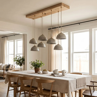 Küchen-Pendelleuchte mit Kuppel-Betonschirm und Massivholz-Deckenplatte, LED-Hängelampe für Kücheninsel und Esszimmer