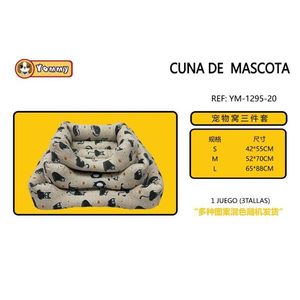 Set di Tre Letti per Animali Domestici Imbottiti in Cotone Modello YM1295 - Product Image 1