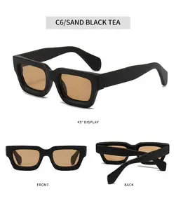 نظارات شمسية أنيقة ذات شعارات مخصصة كلاسيكية للنساء والرجال والفتيات باللون الأسود بتصميم مربع كلاسيكي مزودة بملصق خاص موديل 2024