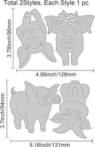 GLOBLELAND Set di 2 Fustelle in Metallo Realistiche a Forma di Maiale da Fattoria, Stencil per Carta e Scrapbooking - Product Image 6