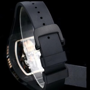 Montre automatique squelette de haute précision, étanche, multifonction, tourbillon, en fibre de carbone noire et or rose, avec cadran à signes du zodiaque - Product Image 4