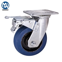 Roue de chariot industrielle robuste avec frein à patin en caoutchouc, noyau en fer, 8 pouces, 50 mm, 300 kg, résistante à la chaleur