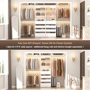 Unité de rangement modulaire moderne à 4 tiroirs pratiques, <span class=keywords><strong>petit</strong></span> support de garde-robe en bois pour l'organisation du placard de la chambre à coucher - Product Image 6