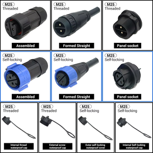 Meistverkaufter Hochwertiger M25 Luftfahrt-Adapter-Steckverbinder IP67 Wasserdicht LED-Kabel Solar Elektrisches <span class=keywords><strong>Push</strong></span>-<span class=keywords><strong>Lock</strong></span> 2P 4P Pins Kupfer - Product Image 3